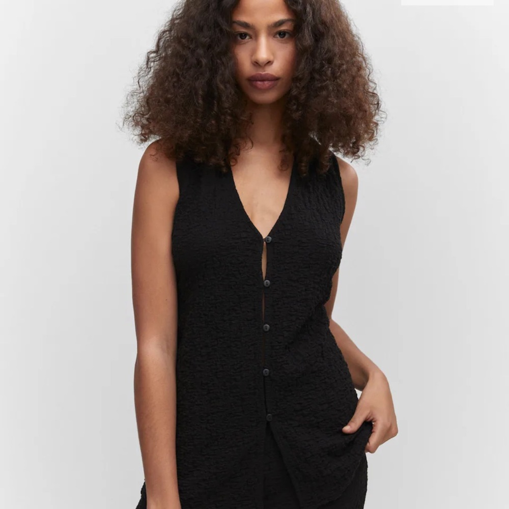 Mango Textured Polo Neck Vest Sz M NWT